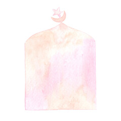 Islamic style window, Mosque watercolor frame for decoration on Ramadan kareem.