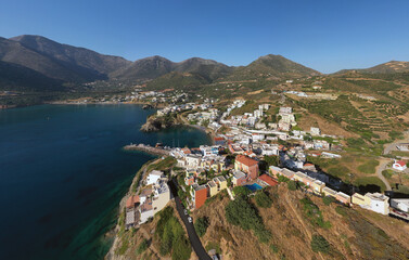 Fototapeta premium Aerial panorama of resort village Bali. Crete, Greece.
