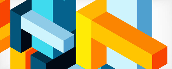 Abstract background. 3d cubes, cubic elements and blocks. Techno or business concept for wallpaper, banner, background, landing page