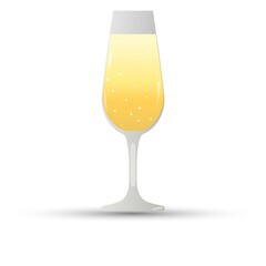 Glass with champagne, vector on white background