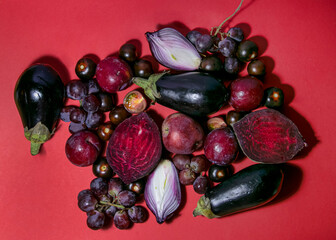 red vegetables, fruits and berries