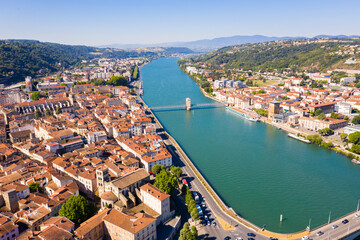 Top view of the houses city Vienne. Rhone region. France