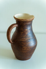      Ceramics, a ceramic product made with your own hands, made on a potter's wheel, a jug, a mug, clay. 