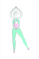 A girl with a child. Yoga women. Simple vector illustration on a white background.
