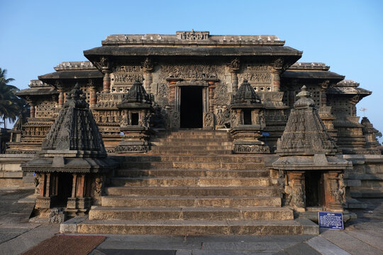 19 December 2022, Chennakeshava Temple in Belur is highlight of the grand Hoysala architecture, Temple built in 1117 AD by the Hoysalas at Belur, Temple built in 12th-century in Karnataka, India.