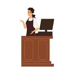 employee and cash register