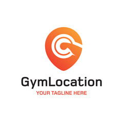 Gym Fitness Location Pin Map Vector Abstract Illustration Logo Icon Design Template Element