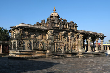Fototapeta premium 19 December 2022, Chennakeshava Temple in Belur is highlight of the grand Hoysala architecture, Temple built in 1117 AD by the Hoysalas at Belur, Temple built in 12th-century in Karnataka, India.