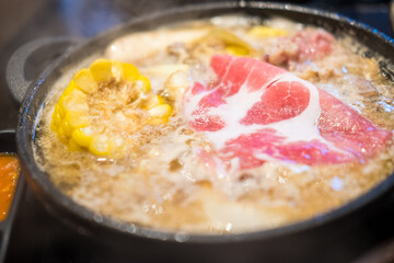 Shabu shabu is Japanese style beef in hot pot, most popular in Thailand