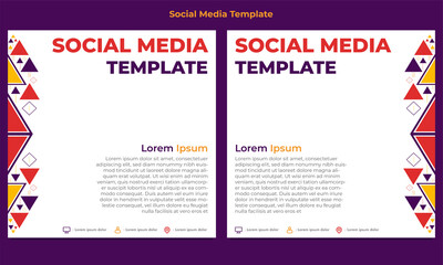 colorful triangle geometric shape social media post template