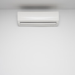White air conditioner hanging on the wall at home