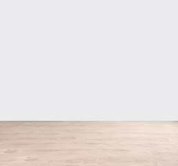 Wooden floor and white wall background