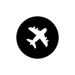 Obraz premium Airplane icon in black round