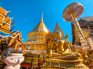  Aerial view of Wat Phra That Doi Suthep temple in Chiang Mai, Thailand