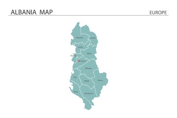 Albania map vector illustration on white background. Map have all province and mark the capital city of Albania.