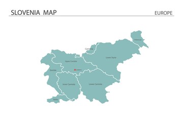 Fototapeta na wymiar Slovenia map vector illustration on white background. Map have all province and mark the capital city of Slovenia.