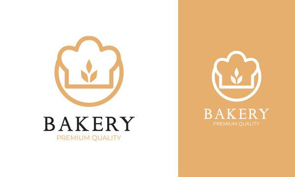 Minimal bakery logo design with chef hat concept