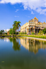 Fototapeta na wymiar Beautiful day in Vinh Trang Pagoda in My Tho city, the Mekong Delta, Vietnam.