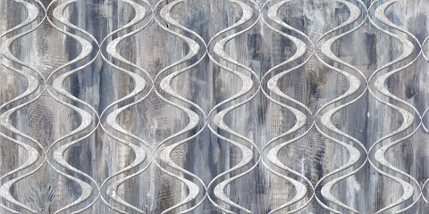 seamless pattern background on wooden floor in blue color