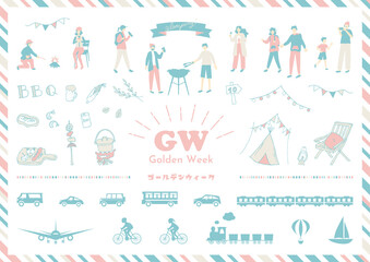 可愛らしい配色のゴールデンウィーク、休日に使いやすい素材集	
