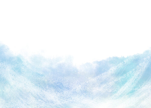 背景に使える水彩風の手描き素材_波しぶきのような暗めの青 © en thanks