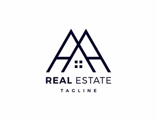 Real estate logo with simple roof template