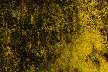 Heavy grunge textured dark yellow concrete wall surface for background