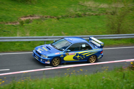 Subaru Impreza WRX STI, Impreza 22B-STI, Subaru Impreza S201-STi der Erste Generation (GC/GF/GFC 1992&ndash;2000) Rallyeauto beim Bergrennen in Waldau, Hildburghausen, Th&uuml;ringen, Deutschland, 13.05.2017