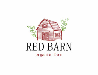 Red barn minimalis handdrawn logo © Gree