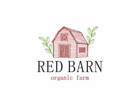 Red barn minimalis handdrawn logo