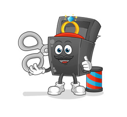 ring box barber cartoon. cartoon mascot vector