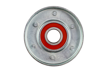 Metal tension roller on a white background.