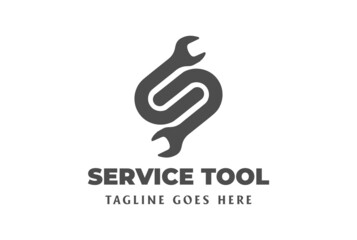 Fototapeta premium Initial Letter S with Wrench for Service Reparation Tool Logo Design Vector