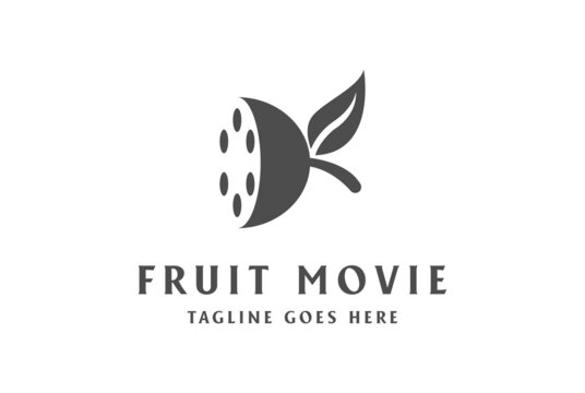 Lemon Lime Slice with Film Reel for Movie Cinema Logo Design Vector
