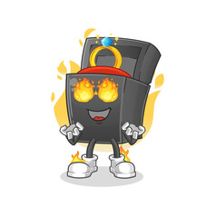 ring box on fire mascot. cartoon vector