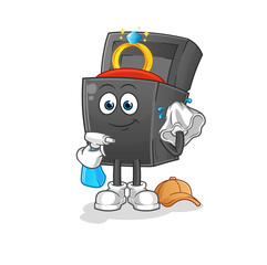 ring box cleaner vector. cartoon character