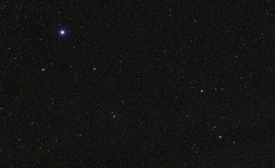 The constellation of Lyra with Vega (Alpha Lyrae) , the brightest star. Night sky stars chart and...