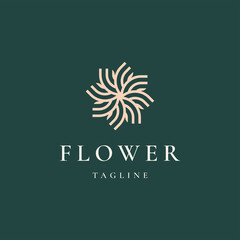 Outline lotus logo design, blossom lotus modern logo design emblem vector illustration logo template.
