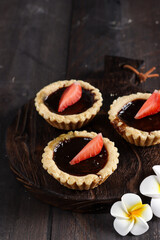 Pie susu coklat or pai susu or chocolate milk pie is custard pie popular in Bali with chocolate flavor.