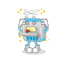 canned fish dizzy head mascot. cartoon vector