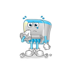canned fish cry with a tissue. cartoon mascot vector