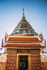 Fototapeta premium Aerial view of Wat Phra That Doi Suthep temple in Chiang Mai, Thailand