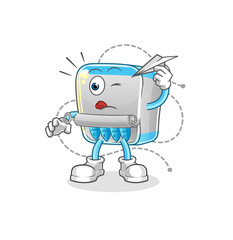 canned fish with paper plane character. cartoon mascot vector