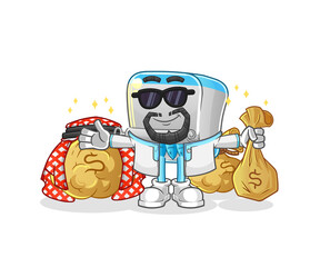 canned fish rich arabian mascot. cartoon vector