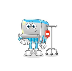 canned fish sick in IV illustration. character vector