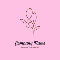 Logo Image of poppies, continuous lines. Editable line back.