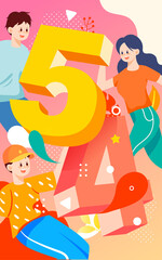 May 4th Youth Day, young people are jumping, vector illustration