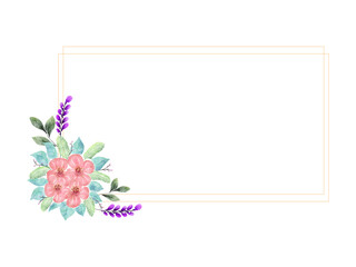 flower watercolor wreath with garden frame.