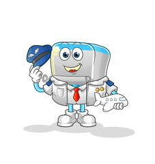 canned fish pilot mascot. cartoon vector