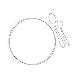 Spoons silhouette line drawing vector illustration